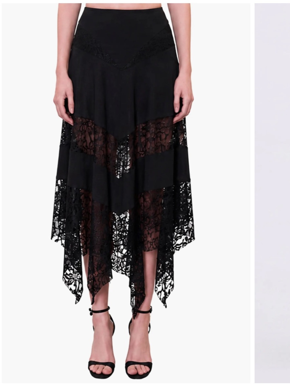 Daydreamer Black Asymmetric Lace Panel Skirt